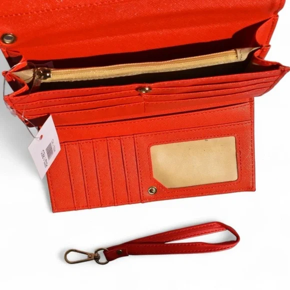 AR New York Floral Print Wallet Red with Removable Wristlet Strap - Picture 5 of 12